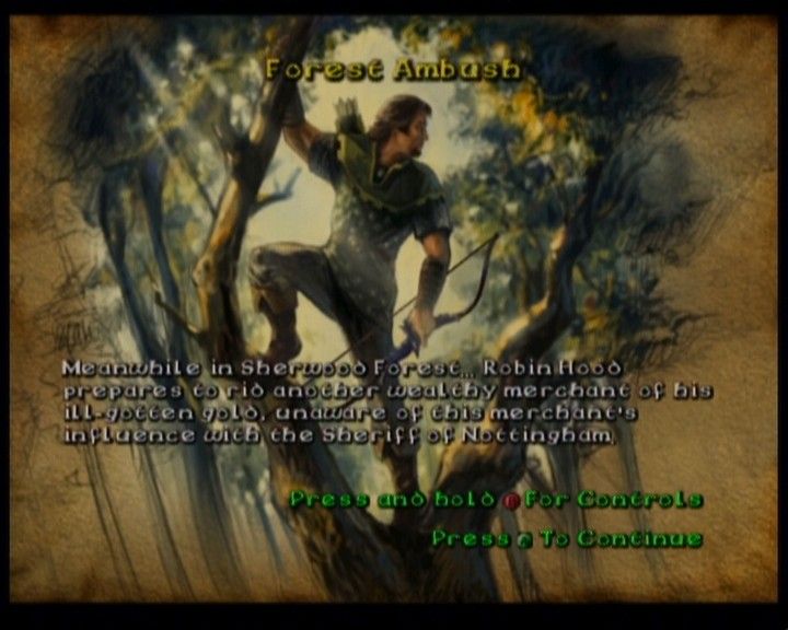 Robin Hood: Defender of the Crown (Xbox) screenshot: Before every event you can check out the controls for that event.
