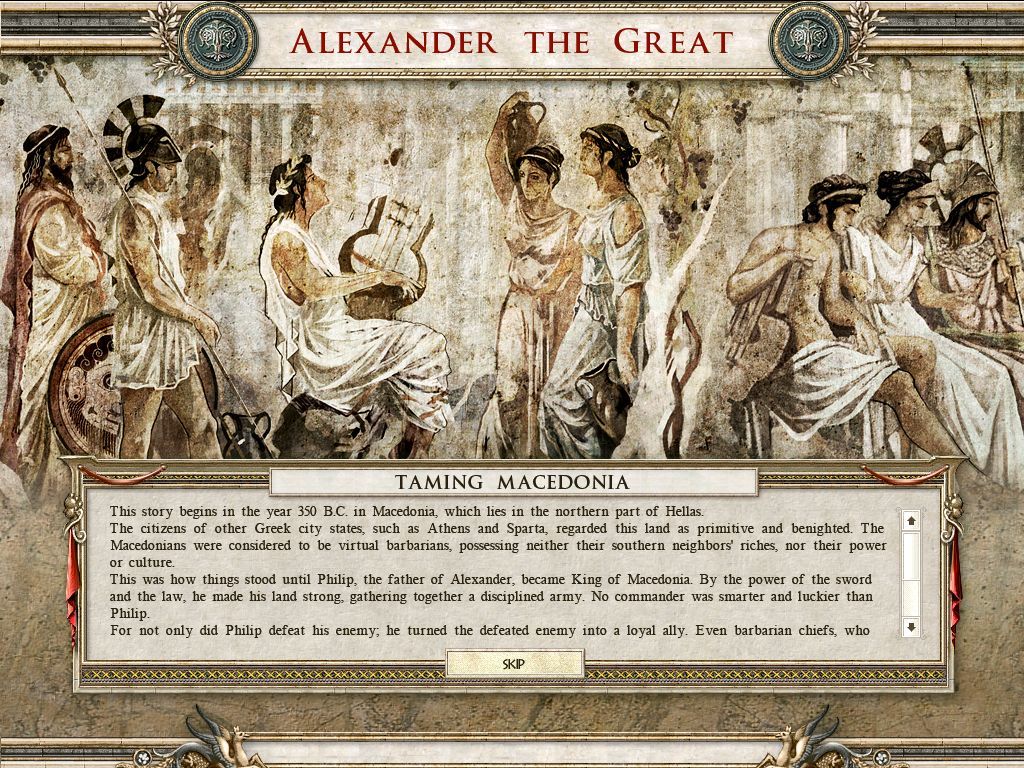 Alexander (Windows) screenshot: Some history behind the battle...