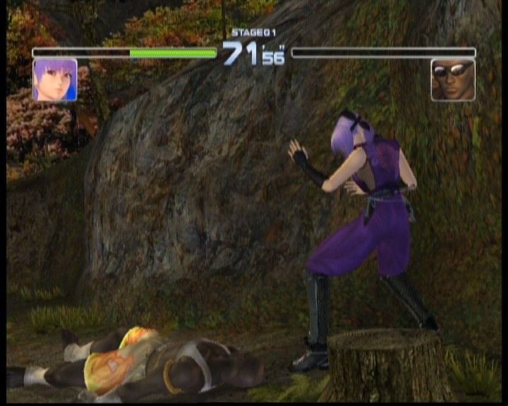 Dead or Alive: Ultimate (Xbox) screenshot: Ayane's first opponent defeated.