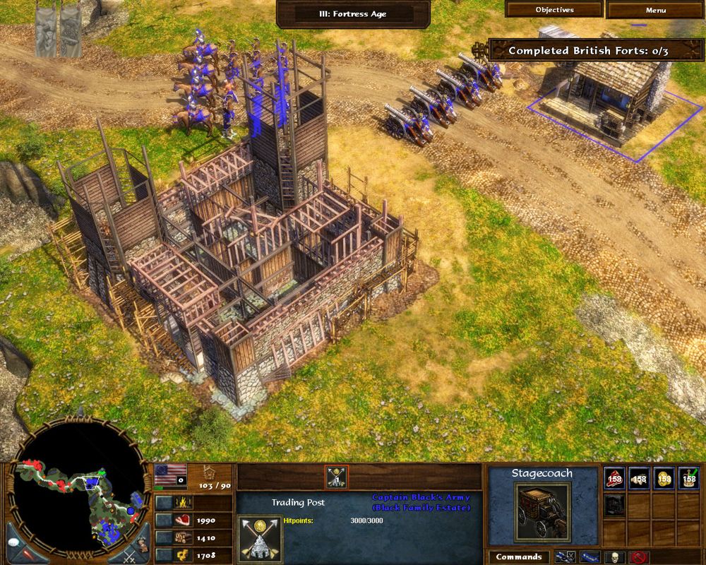 Age of Empires III: The WarChiefs (Windows) screenshot: Building a fort.