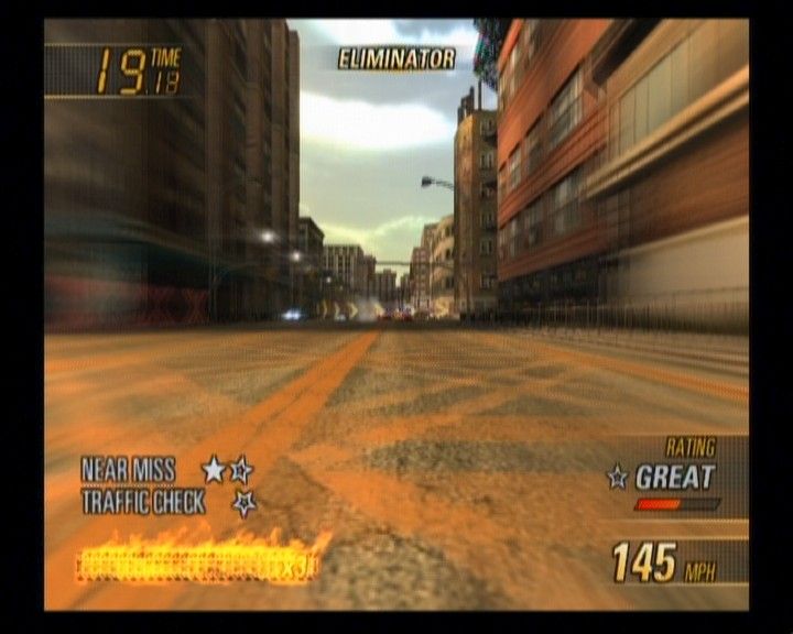 Burnout: Revenge (Xbox) screenshot: Switching to first-person view.
