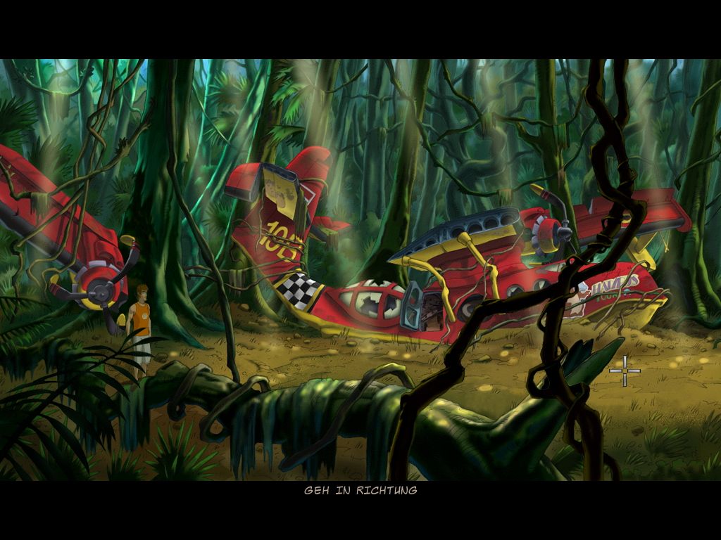 Runaway 2: The Dream of the Turtle (Windows) screenshot: The plane crashed in the jungle.