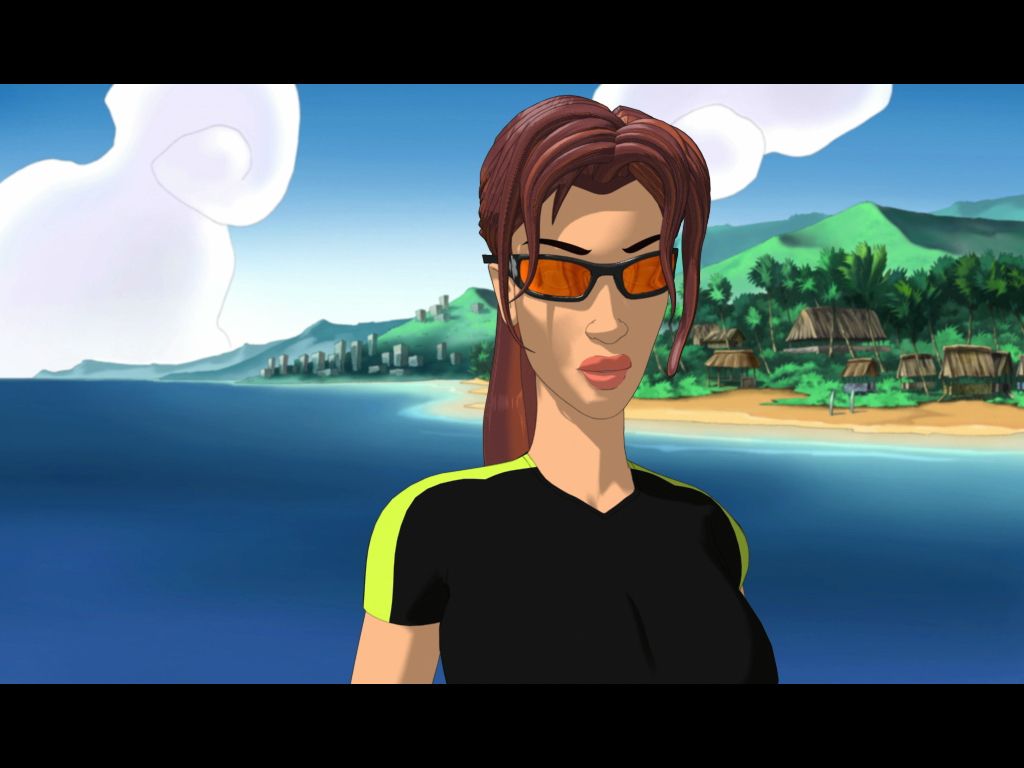 Runaway 2: The Dream of the Turtle (Windows) screenshot: No! It's not Lara Croft! This beauty's name is 'Gina'! Brian's girlfriend.