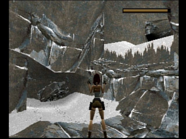 Tomb Raider (PlayStation) screenshot: A rocky area