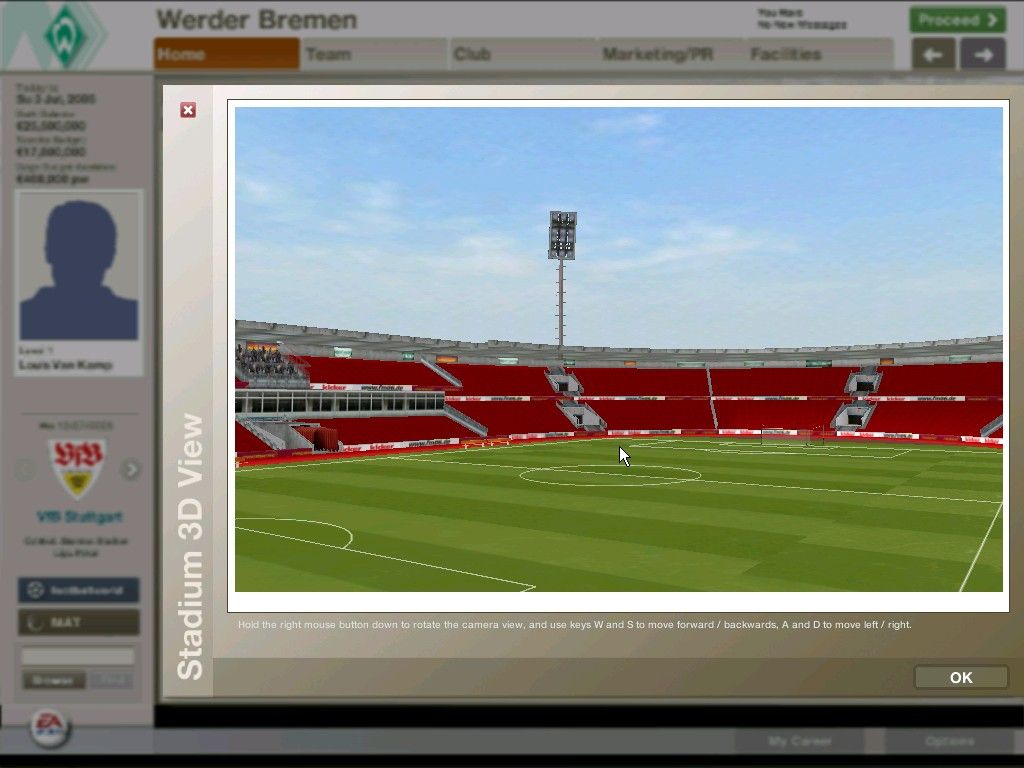 FIFA Manager 06 (Windows) screenshot: A rather acceptable representation of the Weserstadion