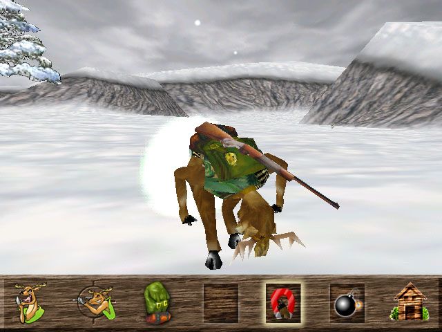 Deer Avenger 3D (Windows) screenshot: Bambo issues a fart as a lure.