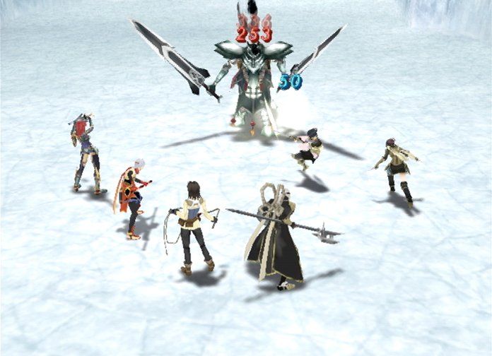 Suikoden V (PlayStation 2) screenshot: Let's hit that guy