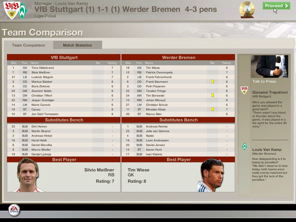 FIFA Manager 06 (Windows) screenshot: More post-match comparisons