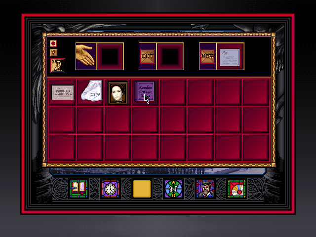 Dracula Unleashed (DOS) screenshot: Inventory management