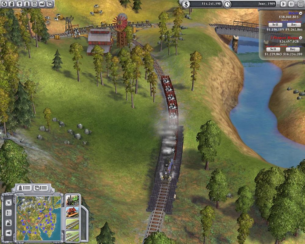 Sid Meier's Railroads! (Windows) screenshot: Driving cattle to slaughterhouse.