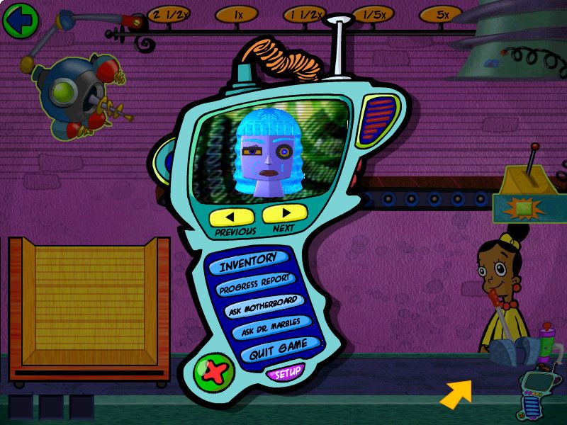 Cyberchase: Castleblanca Quest (Windows) screenshot: This is your communicator which has in-game options