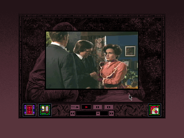 Dracula Unleashed (DOS) screenshot: Jonathan and Mina Harker -- two characters from Stoker's original novel -- conversing with your protagonist