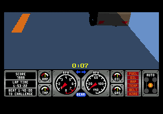 Hard Drivin' (Genesis) screenshot: Stunt driving, indeed...