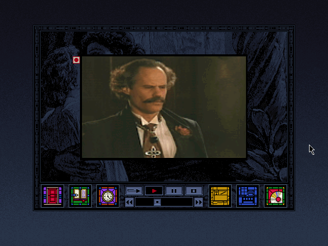 Dracula Unleashed (DOS) screenshot: One "Leopold Stransokowski" is the exception that proves the rule of acting quality in full-motion video games