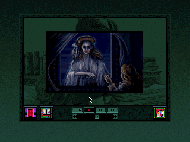 Dracula Unleashed (DOS) screenshot: Lush static illustrations during narrated flashbacks