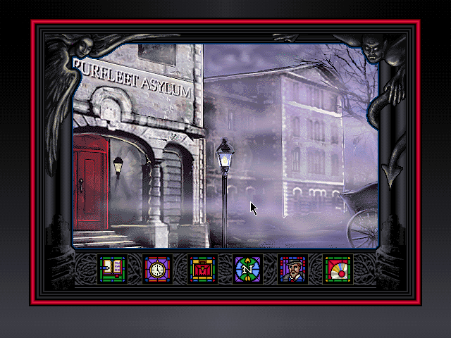 Dracula Unleashed (DOS) screenshot: Your inquiries will bring you to strange locations