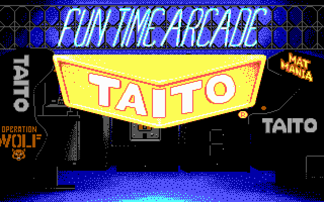 Sky Shark (DOS) screenshot: Taito fun time arcade logo - EGA