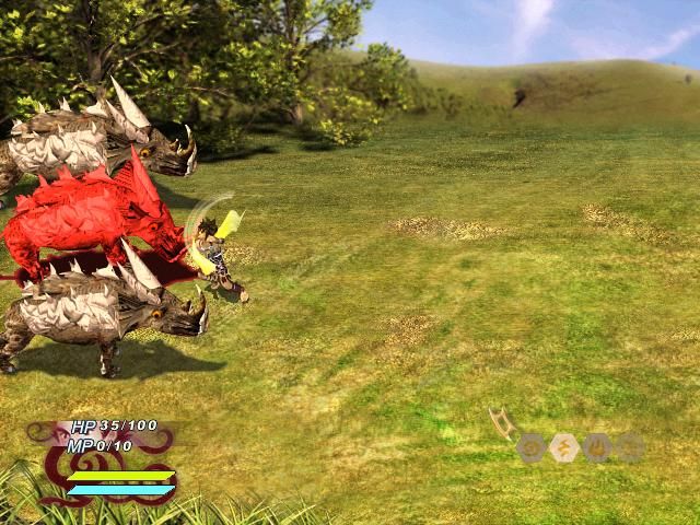 Lü Bu yu Diao Chan (Windows) screenshot: Those rhinos have no chance against me!