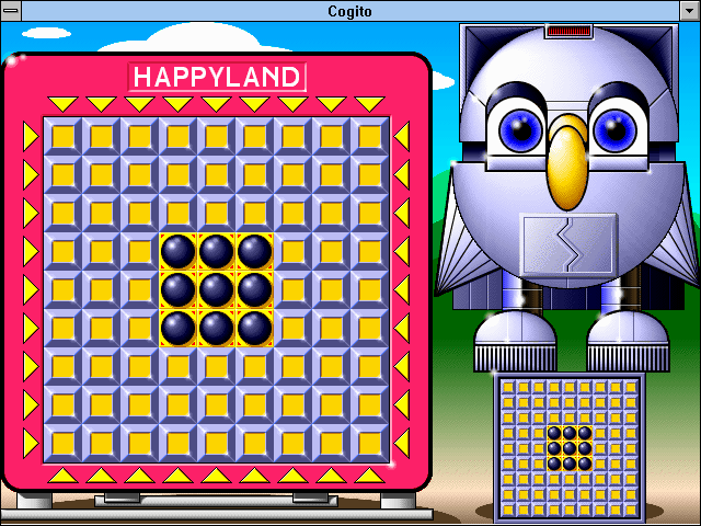 Cogito (Windows 3.x) screenshot: "Happyland" background