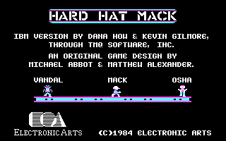 Hard Hat Mack (PC Booter) screenshot: Title Screen