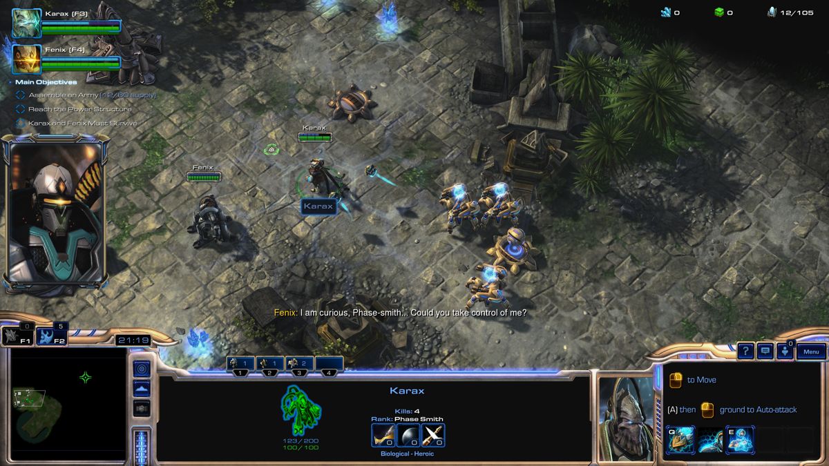StarCraft II: Legacy of the Void (Windows) screenshot: Fenix and Kerax have the own assignment on a different sector