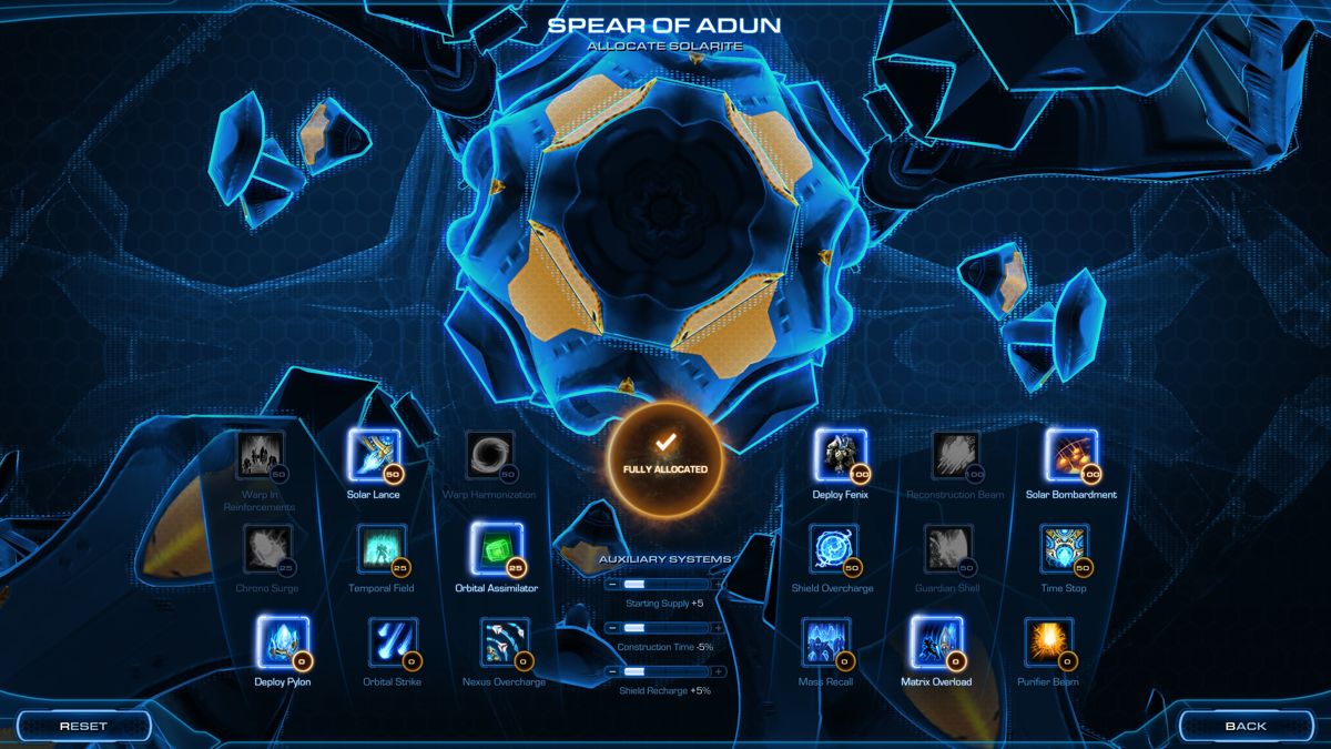 StarCraft II: Legacy of the Void (Windows) screenshot: Spear of Adun power distribution