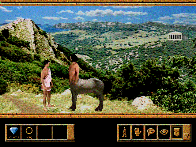 Wrath of the Gods (Windows 3.x) screenshot: The hero and his centaur friend