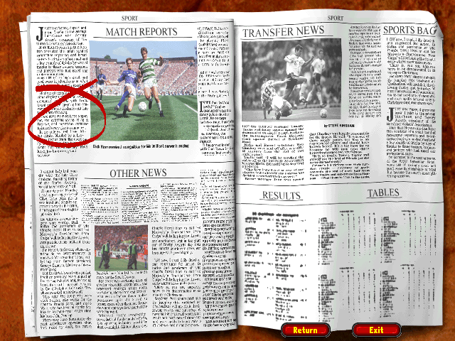 Ultimate Soccer Manager 98 (Windows) screenshot: The newspaper brings all match reports, league news and even some fan feedback