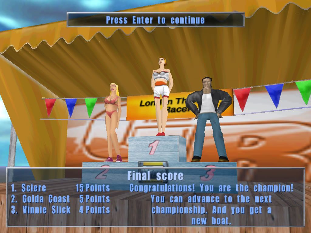 Miami Speedboat Racer (Windows) screenshot: Championship standings