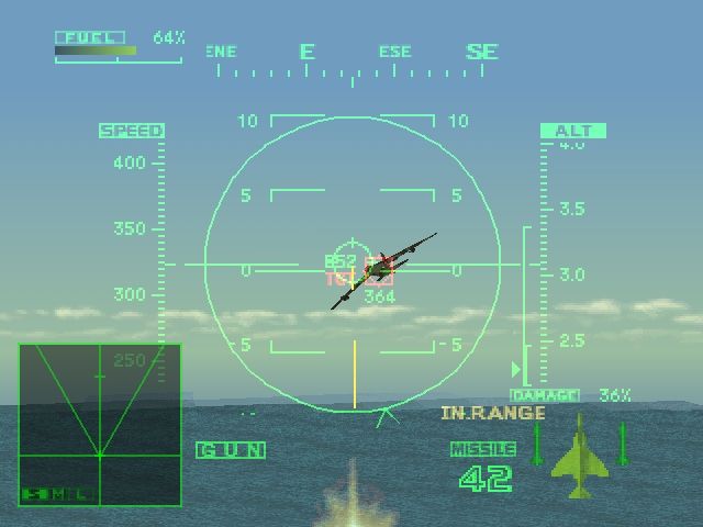 Ace Combat 2 (PlayStation) screenshot: If you get close enough, use the cannon!