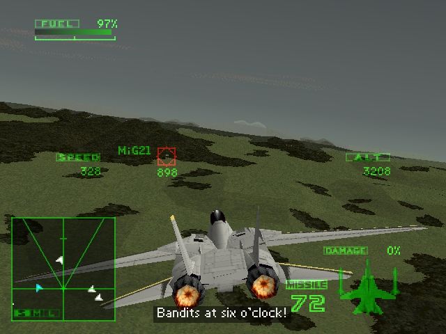 Ace Combat 2 (PlayStation) screenshot: That MiG-21 is in big trouble...