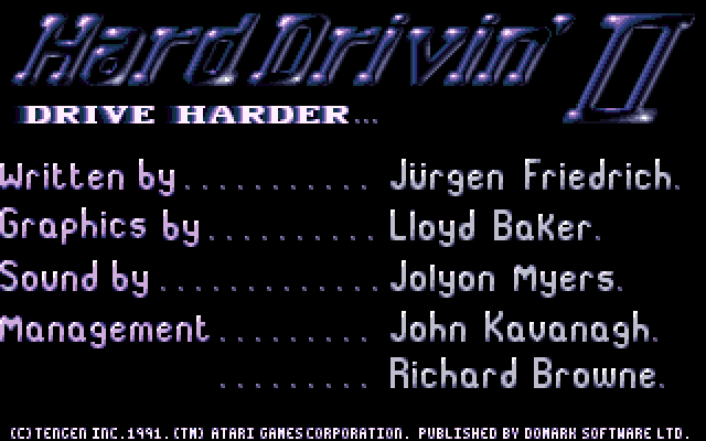 Hard Drivin' II (Amiga) screenshot: Credits