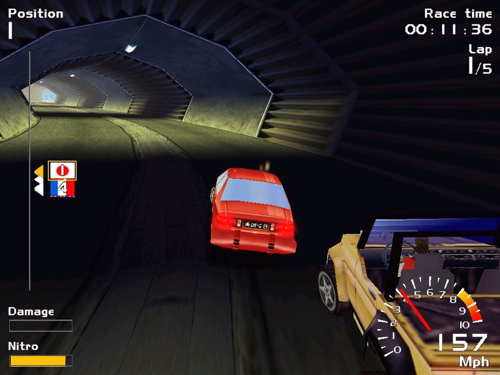 Europe Racing (Windows) screenshot: Inside a tunnel