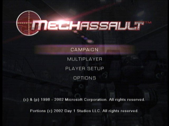 MechAssault (Xbox) screenshot: Main menu
