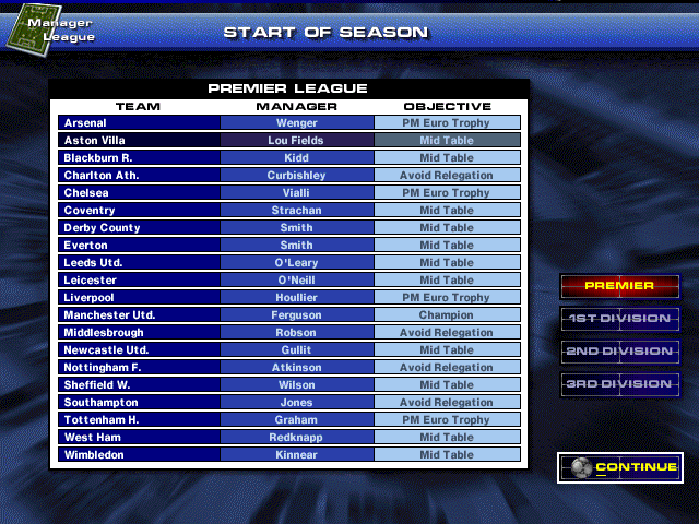 Premier Manager Ninety Nine (Windows) screenshot: Fergie should have a quiet season this time.