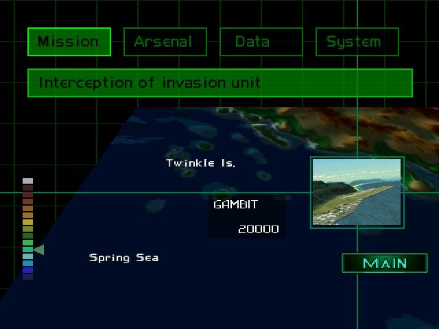 Ace Combat 2 (PlayStation) screenshot: Mission info