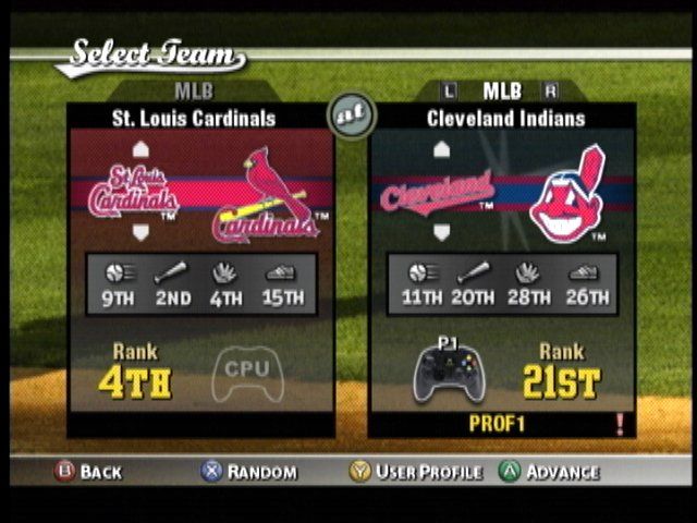 MVP Baseball 2005 (Xbox) screenshot: Team selection