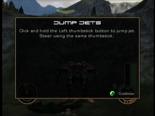 MechAssault (Xbox) screenshot: The first mission serves as a tutorial