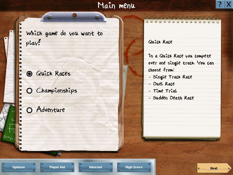 Europe Racing (Windows) screenshot: Main game screen