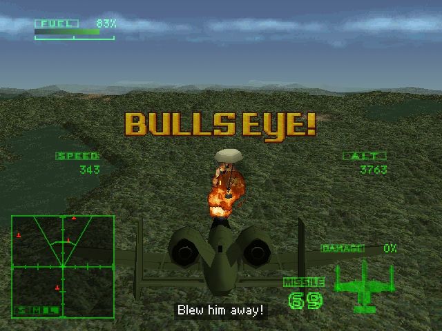 Ace Combat 2 (PlayStation) screenshot: The A-10 in action.