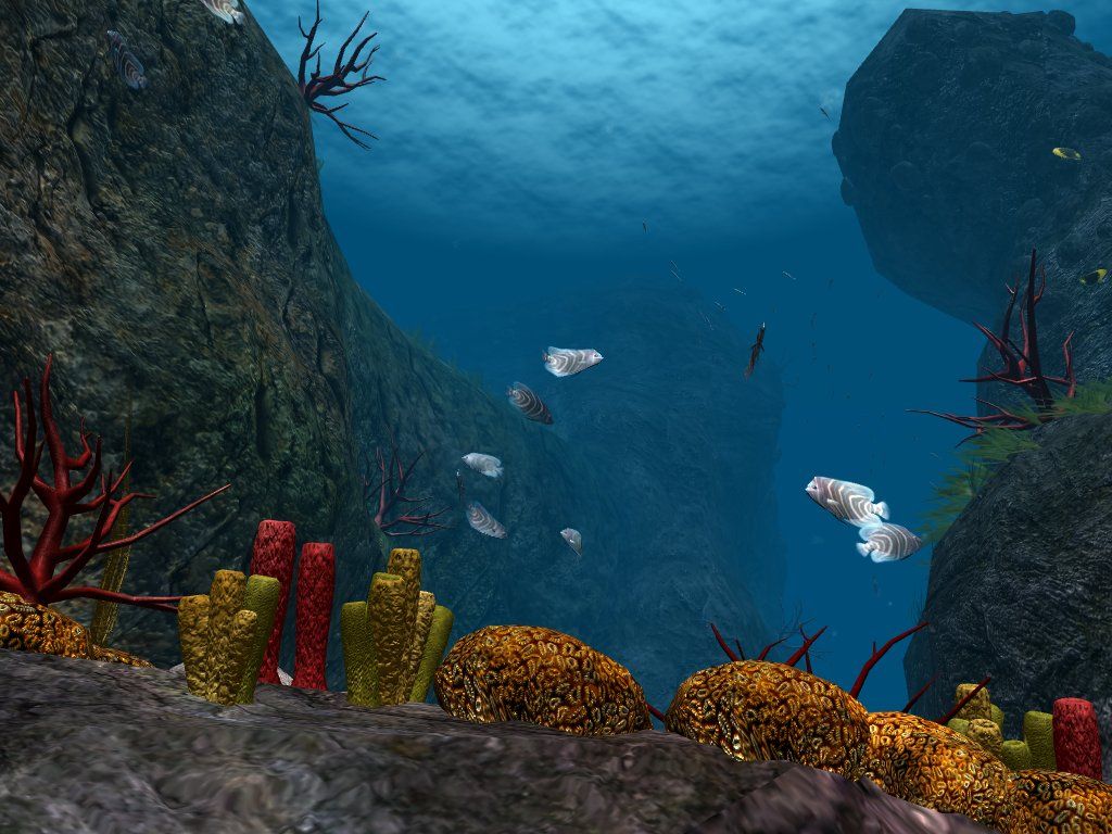 OceanDive (Windows) screenshot: ridgeline with rocky outcropping