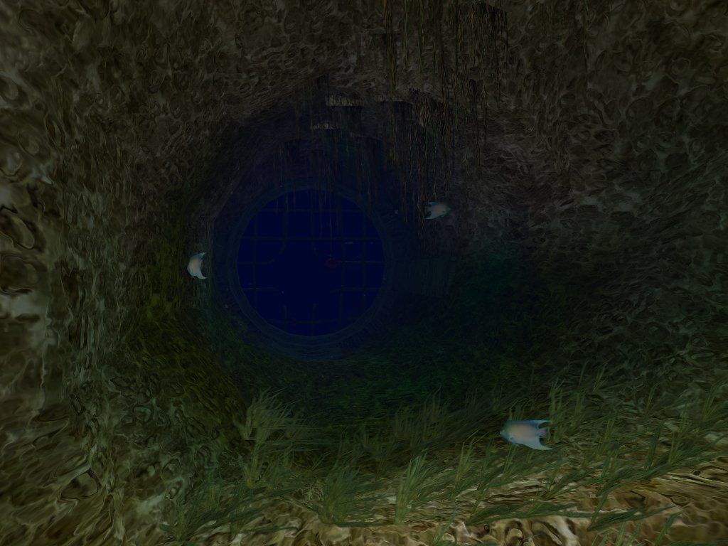 OceanDive (Windows) screenshot: the mossy green room with grate