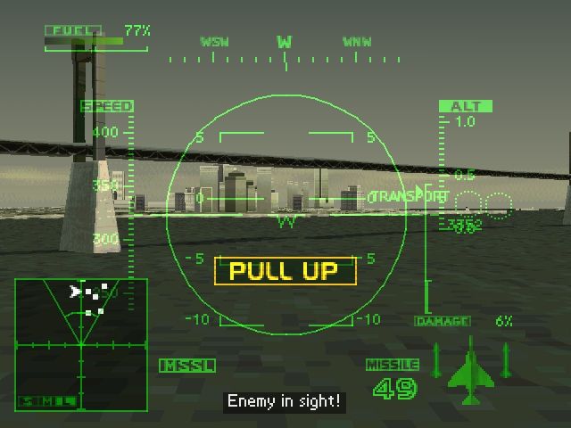 Ace Combat 2 (PlayStation) screenshot: Flying under the bridge.