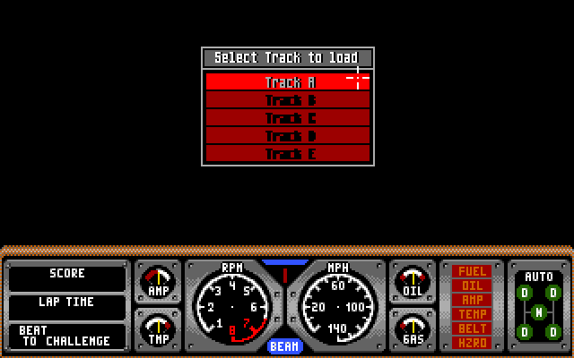 Hard Drivin' II (Amiga) screenshot: Track selection