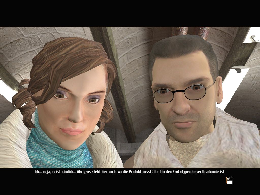 Undercover: Operation Wintersun (Windows) screenshot: 1943: Anne Taylor and Professor John Russell investigate an uranium bomb project in Germany.
