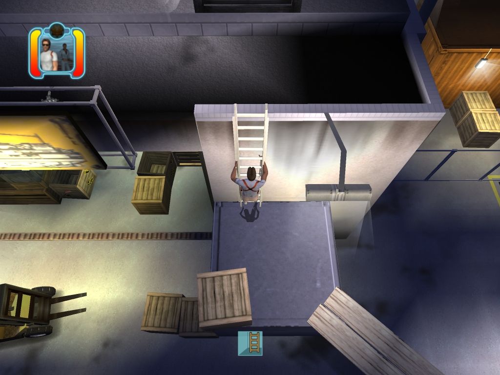 Miami Vice (Windows) screenshot: Another one of Crockett's tricks: climbing a ladder.