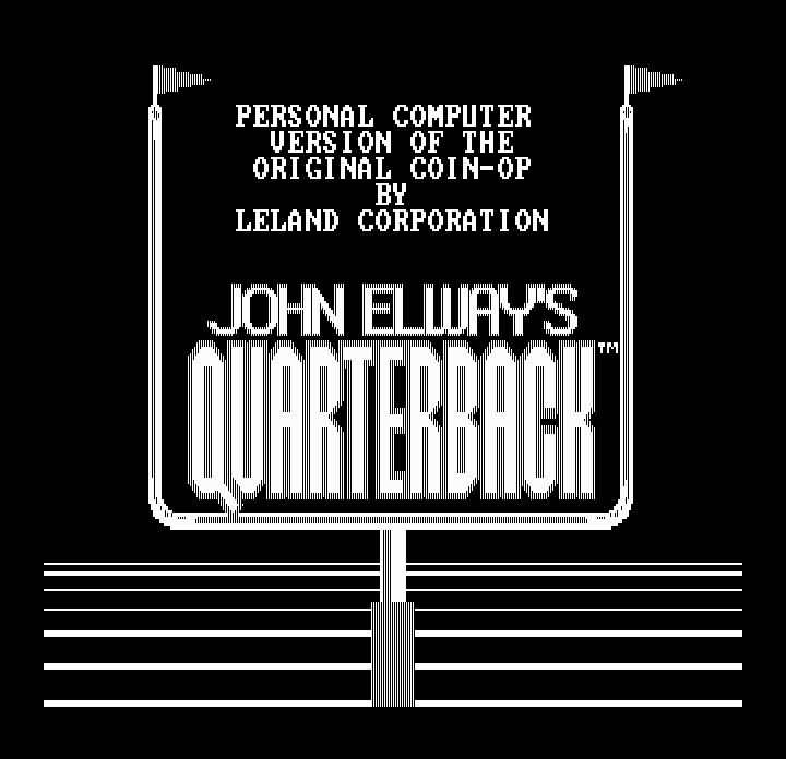 Quarterback (PC Booter) screenshot: Title screen 2 (Hercules Monochrome)
