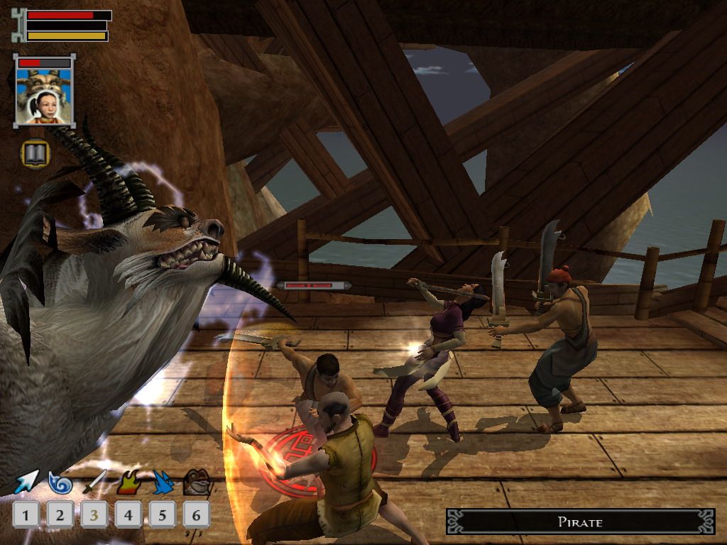 Jade Empire: Special Edition (Windows) screenshot: The monster on the left side is one of your comrades.
