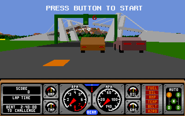Hard Drivin' II (DOS) screenshot: beginning a race - VGA