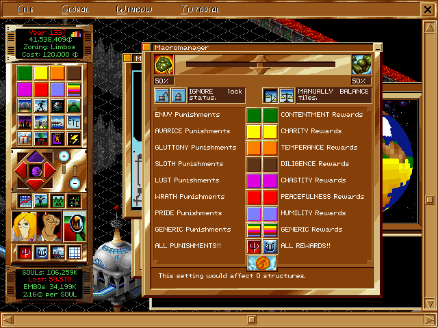 Afterlife (DOS) screenshot: Macromanager window